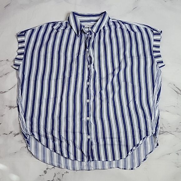 Madewell Tops - Madewell Central Shirt in Shea Stripe blue/white